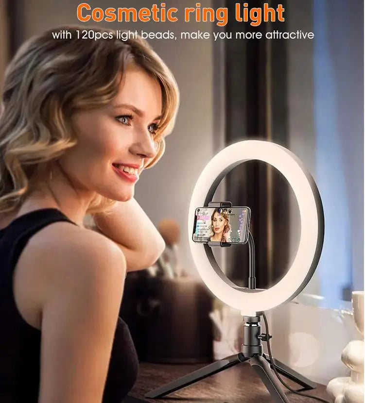 6 Inch Mini Selfie Ring Light Desktop LED Lamp USB Plug Dimmable Photography Video Light For YouTuber Vlog