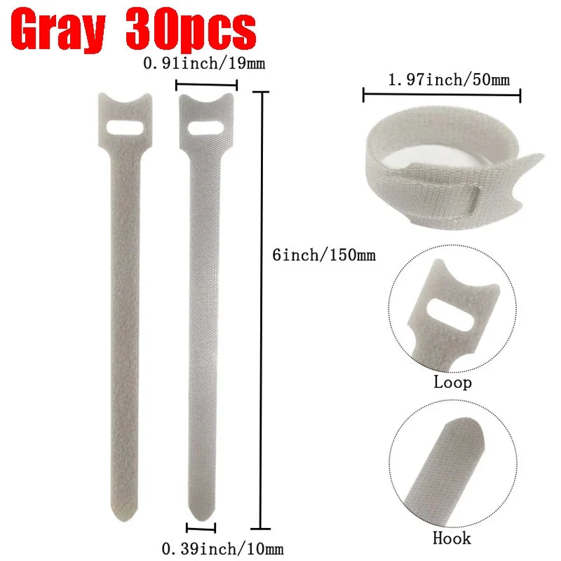 10-100pcs Releasable Cable Organizer Ties Mouse Earphones Wire Management Nylon Cable Ties Reusable Loop Hoop Tape Straps Tie