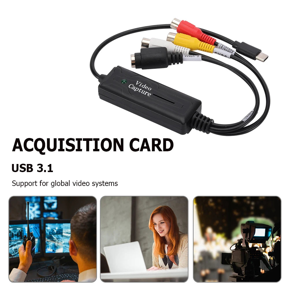 USB 3.1 Audio Video Capture Card Adapter DVD/VCD/MP4 Type-C DVD Audio Capture Adapter Card 1 Channel Video Capture Converter