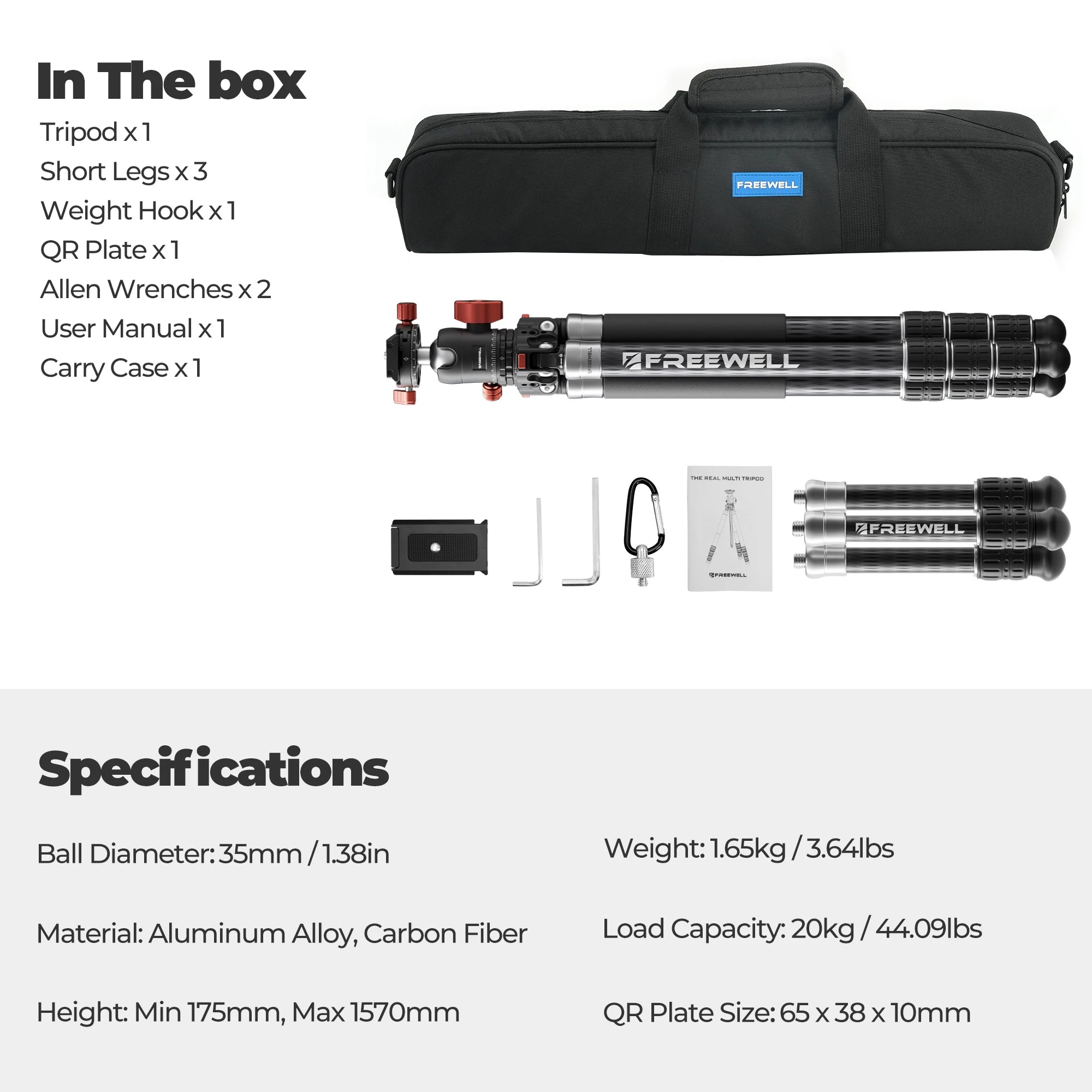 Freewell Portable Multi-Functional Tripod Offers 5-in-1 Modes DSLR Camera Travel Tripod Flexible Vlog Tripod Supports Up To 20kg
