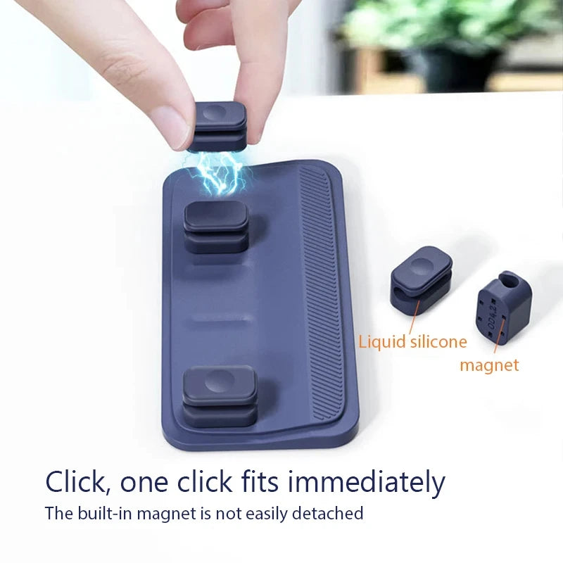Silicone Magnetic Mouse Wire Organizer Desktop Cable Clips Protector Cord Plug Self-Adhesive DIY Fixed USB Charging Line Holder