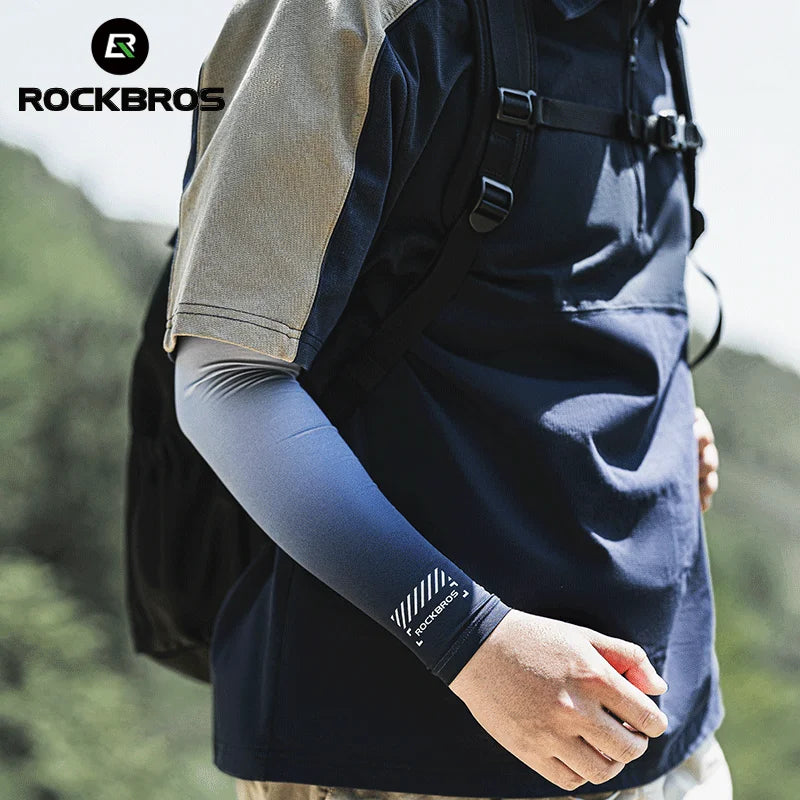 ROCKBROS Arm Sleeves Ice Fabric Breathable Quick Dry Running Sun UV Protection Outdoor Running Fishing Men Women Summer Sleeves