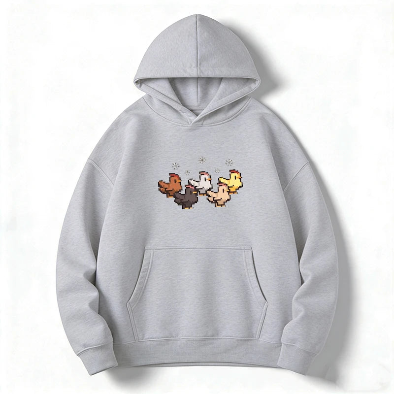 Christmas Chicken Stardew Valley Sweatshirt Pixel Art Gaming Gift Funny Stardew Hoodie Player Christmas Jumper Funny Sweatshirt