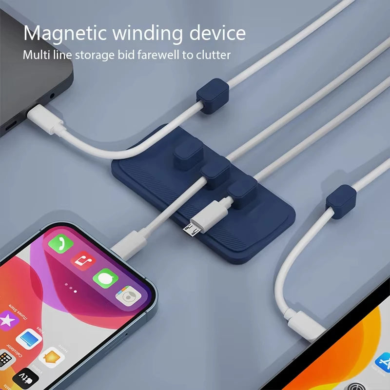 Silicone Magnetic Mouse Wire Organizer Desktop Cable Clips Protector Cord Plug Self-Adhesive DIY Fixed USB Charging Line Holder