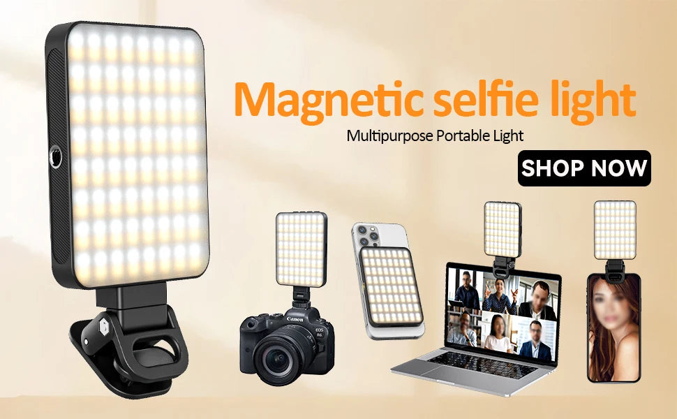 Portable LED Clip Ring Light 40 LED Selfie Lamp 3200K-6500K USB Charge For iPhone 16 Android Xiaomi Live Stream Vlog Fill Lights