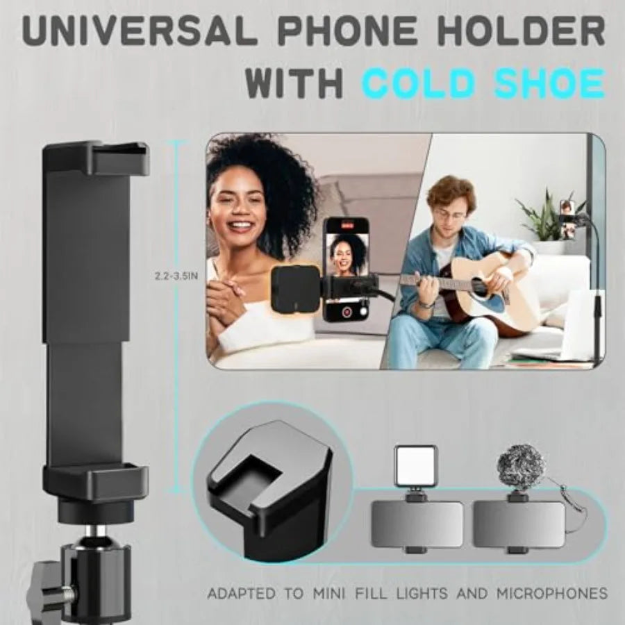 92 Cell Phone Tripod Stand with 16.5 Gooseneck and Remote, Overhead Tripod with Adjustable 360Ball Head Phone Holder for iPhone